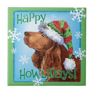 Happy Howlidays Field Spaniel Tile