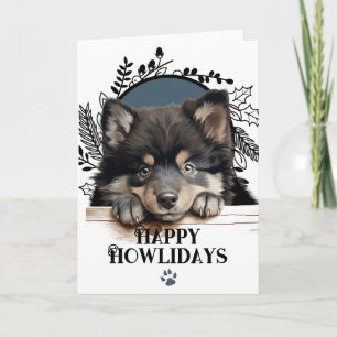 Happy Howlidays Finnish Lapphund Dog Christmas Holiday Card