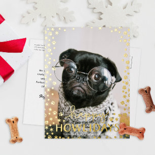 Happy Howlidays Foil Paw Print Dog Holiday