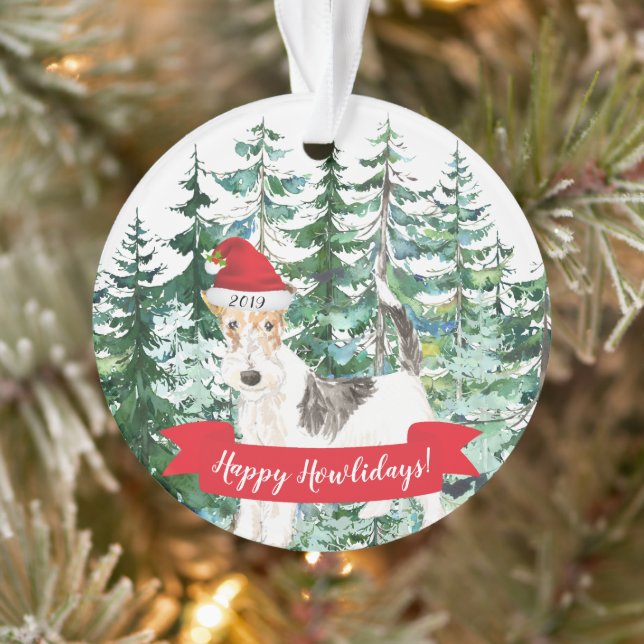 Happy Howlidays Fox Terrier Dog Christmas Ornament (Tree)