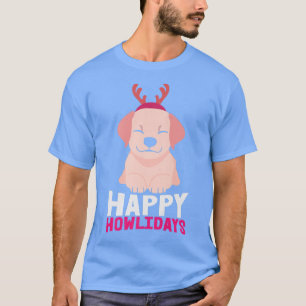 Happy Howlidays Funny Corgi Golden Retriever Poodl T-Shirt