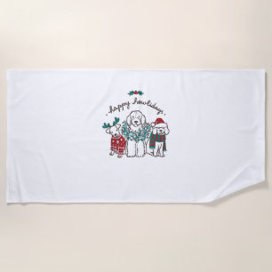Happy Howlidays Funny Dog Christmas Gift  Beach Towel