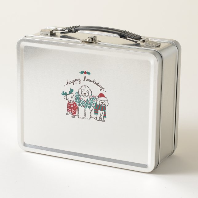 Happy Howlidays Funny Dog Christmas Gift  Metal Lunch Box (Front)