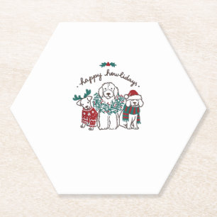 Happy Howlidays Funny Dog Christmas Gift Paper Coaster