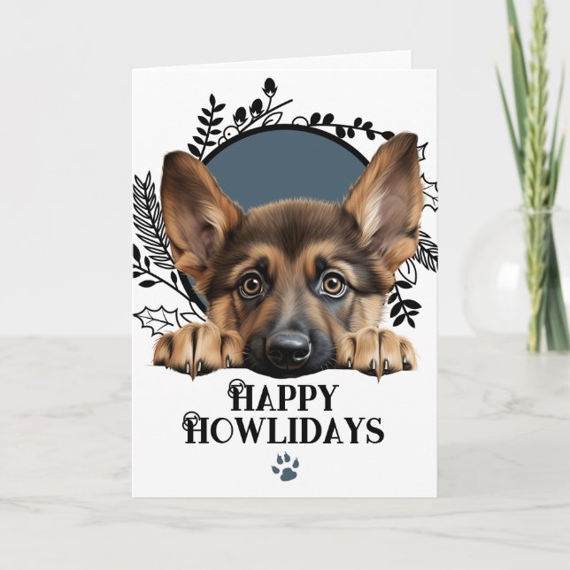 Happy Howlidays German Shepherd Dog Christmas Holiday Card (Front)
