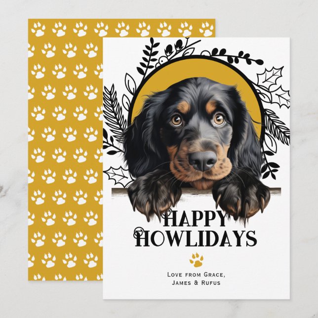 Happy Howlidays Gordon Setter Dog Holiday Card (Front/Back)