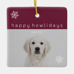 Happy Howlidays Grape Photo Ceramic Ornament
