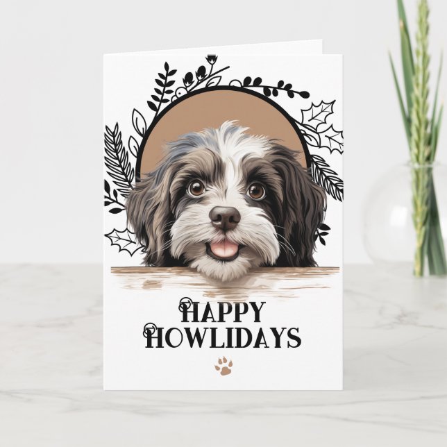 Happy Howlidays Havanese Dog Christmas Holiday Card (Front)