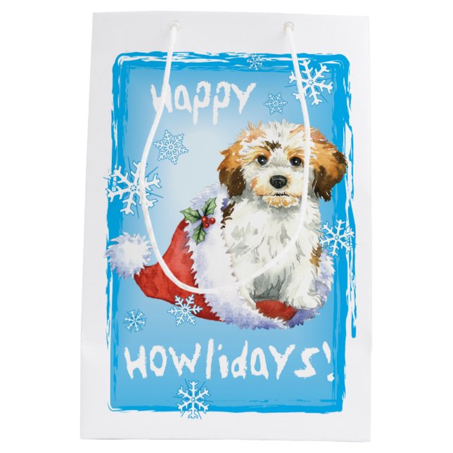 Happy Howlidays Havanese Medium Gift Bag (Back)