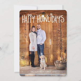 Happy Howlidays Hiver White Chien Carte photo