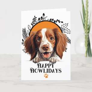 Happy Howlidays Irish Red and White Setter Dog Holiday Card