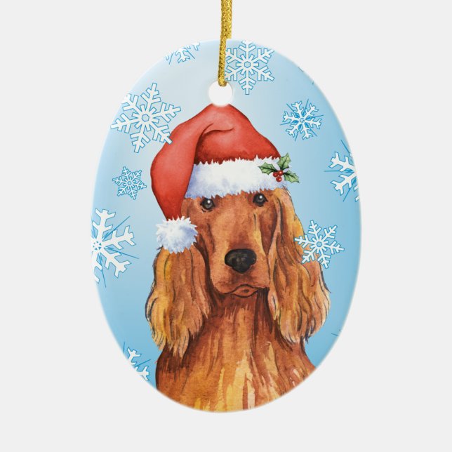 Happy Howlidays Irish Setter Ceramic Ornament (Front)