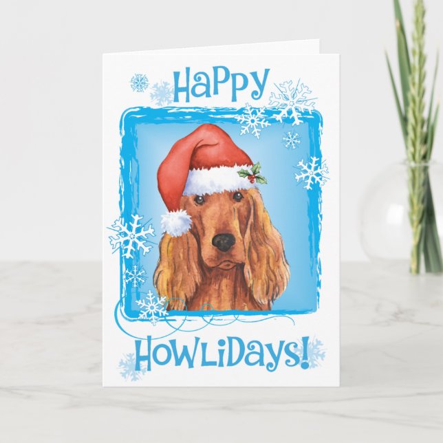 Happy Howlidays Irish Setter Holiday Card (Front)
