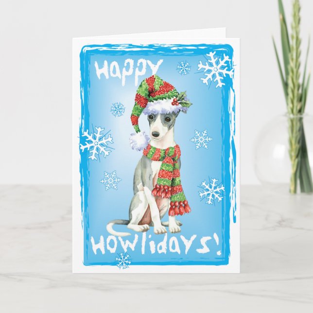 Happy Howlidays Italian Greyhound Holiday Card (Front)