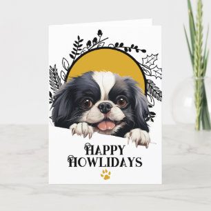 Happy Howlidays Japanese Chin Dog Christmas Holiday Card