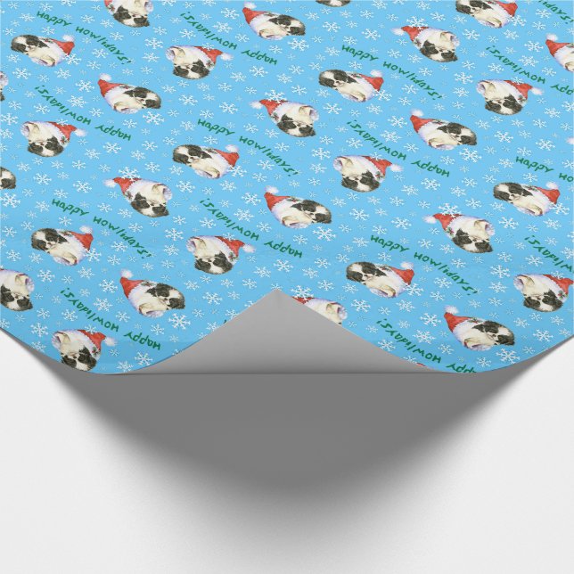 Happy Howlidays Japanese Chin Wrapping Paper (Corner)