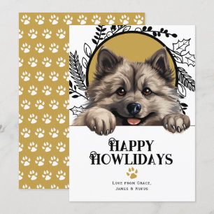 Happy Howlidays Keeshond Dog Christmas Holiday Card
