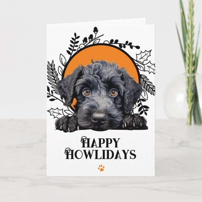 Happy Howlidays Kerry Blue Terrier Christmas Holiday Card (Front)