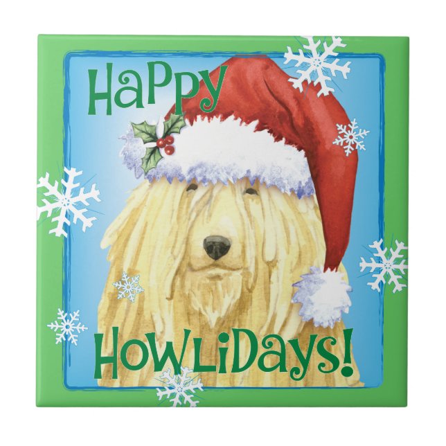 Happy Howlidays Komondor Tile (Front)