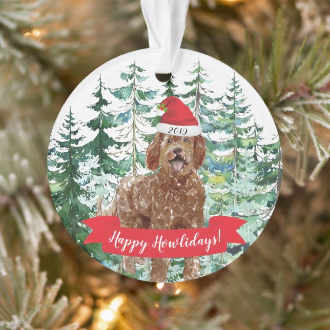 Happy Howlidays Labradoodle Dog Christmas Ornament (Tree)