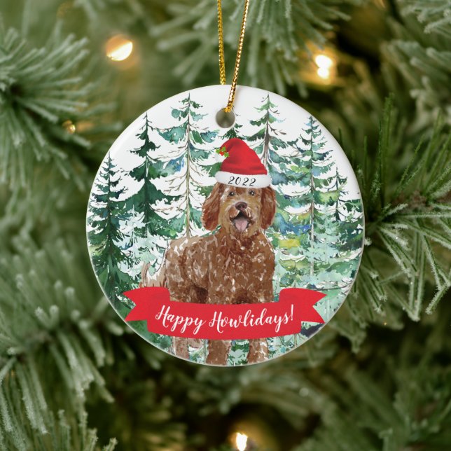 Happy Howlidays Labradoodle Dog Christmas Ornament (Tree)