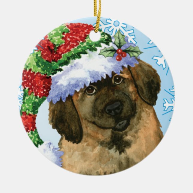 Happy Howlidays Leonberger Ceramic Ornament (Front)