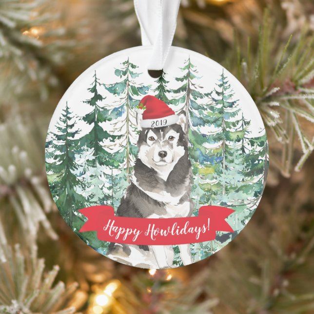 Happy Howlidays Malamute Dog Christmas Ornament (Tree)