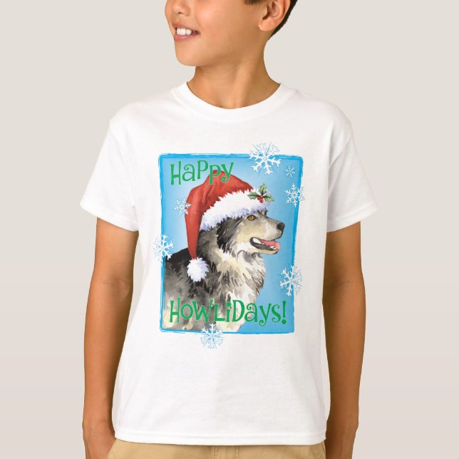 Happy Howlidays Malemute T-Shirt (Front)