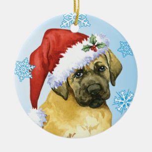 Happy Howlidays Mastiff Ceramic Ornament