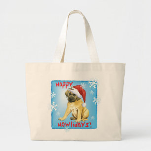 Happy Howlidays Mastiff Large Tote Bag