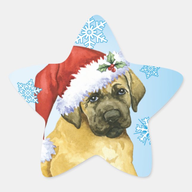 Happy Howlidays Mastiff Star Sticker (Front)