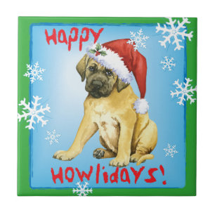 Happy Howlidays Mastiff Tile