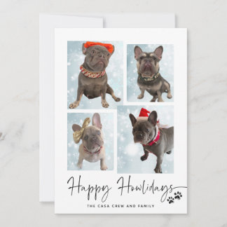 Happy Howlidays | Modern Four Photo Collage Holiday Card
