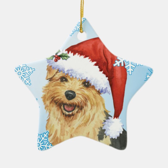 Happy Howlidays Norfolk Terrier Ceramic Ornament (Front)