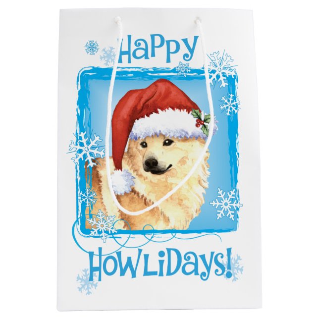 Happy Howlidays Norwegian Buhund Medium Gift Bag (Front)