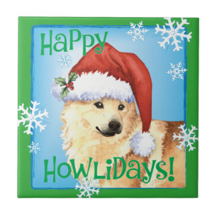 Happy Howlidays Norwegian Buhund Tile