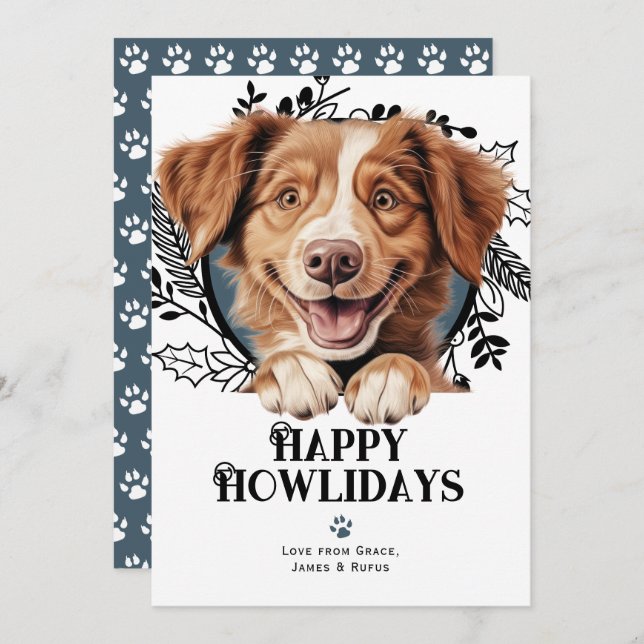 Happy Howlidays Nova Scotia Duck Tolling Retriever Holiday Card (Front/Back)