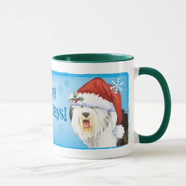 Happy Howlidays Old English Sheepdog Mug (Right)
