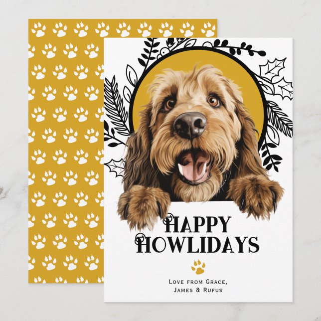 Happy Howlidays Otterhound Dog Christmas  Holiday Card (Front/Back)