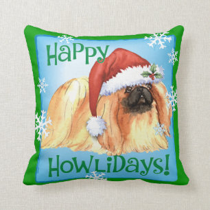 Happy Howlidays Pekingese Throw Pillow