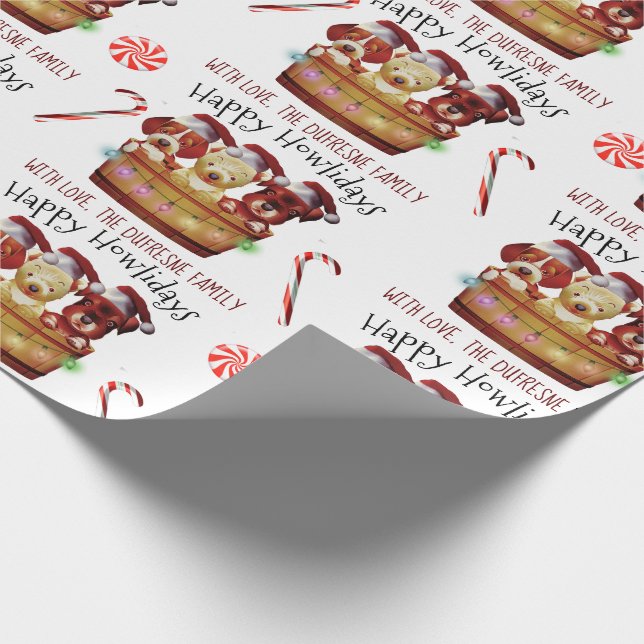Happy Howlidays Personalized Wrapping Paper (Corner)