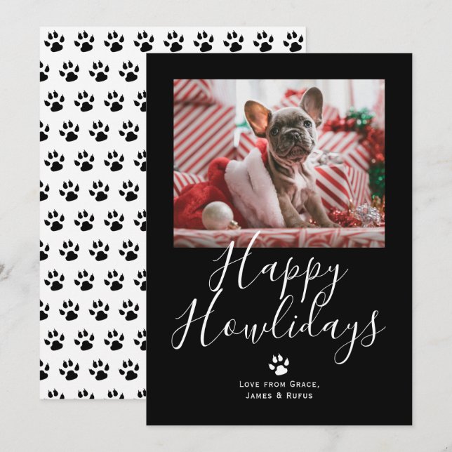 Happy Howlidays Pet Dog Christmas Holiday Card (Front/Back)