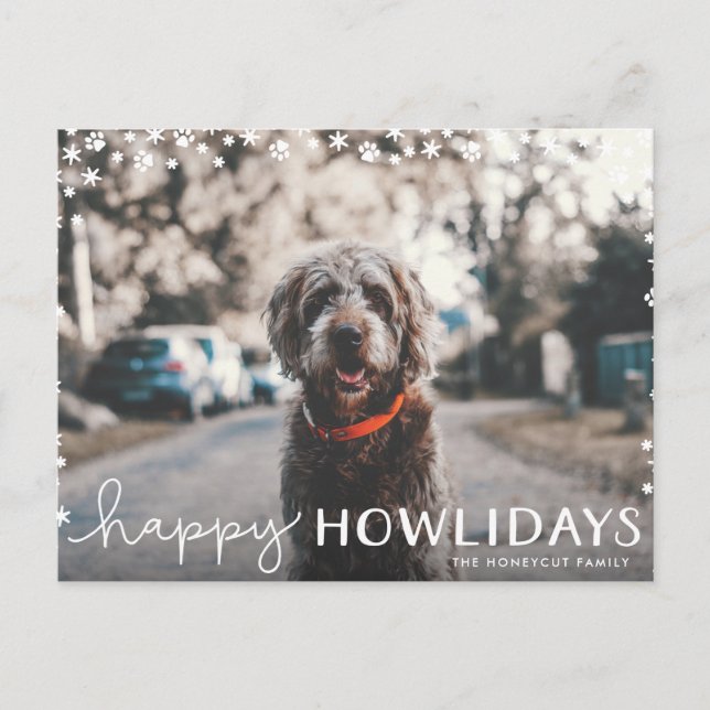 Happy Howlidays Pet Lover Holiday Photo Postcard (Front)