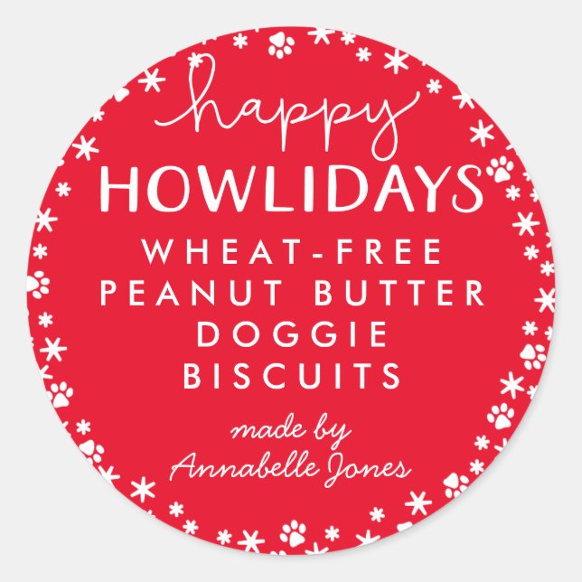 Happy Howlidays Pet Lover Holiday Treat Sticker (Devant)