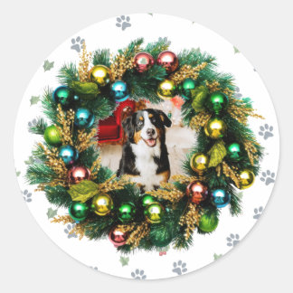 Happy Howlidays Photo Image Classic Round Sticker