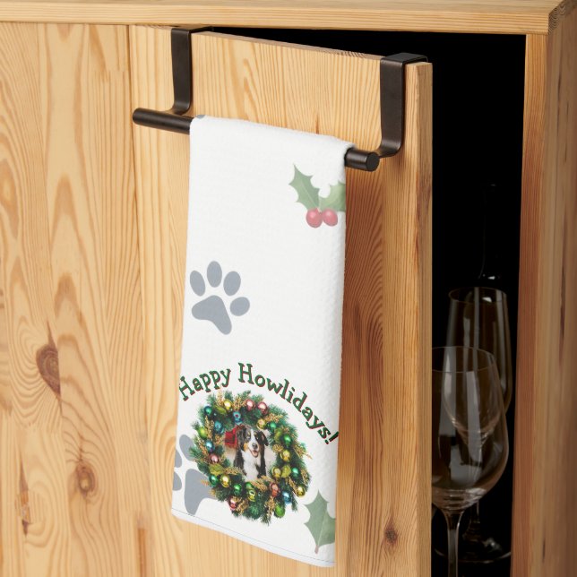 Happy Howlidays Photo Image Kitchen Towel (Thirds Fold)