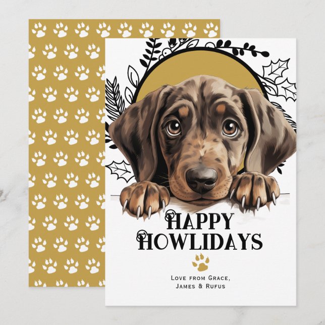 Happy Howlidays Plott Hound Dog Christmas Holiday Card (Front/Back)