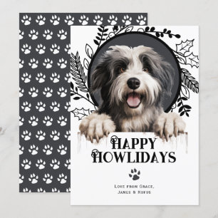 Happy Howlidays Polish Lowland Sheep Dog Christmas Holiday Card