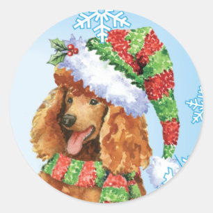 Happy Howlidays Poodle Classic Round Sticker