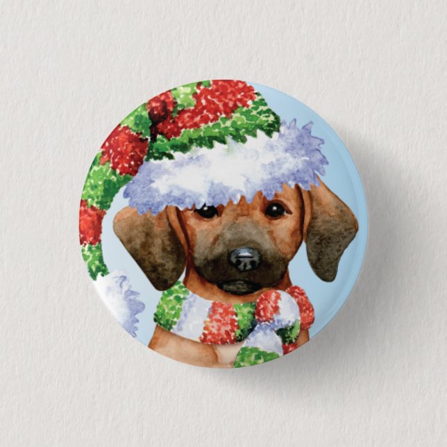 Happy Howlidays Redbone 1 Inch Round Button (Front)